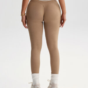 Camel v-back sport leggings, back view