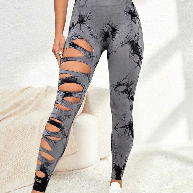 Ripped Tie-Dye Leggings - Image 2