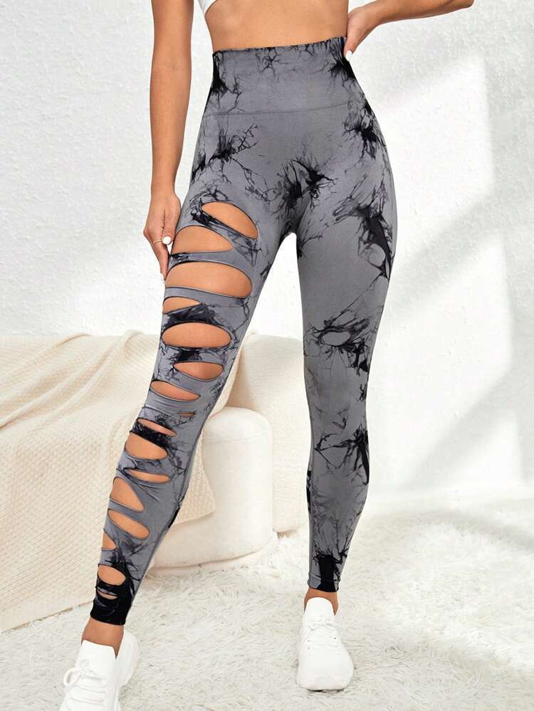 Ripped Tie-Dye Leggings - Image 5
