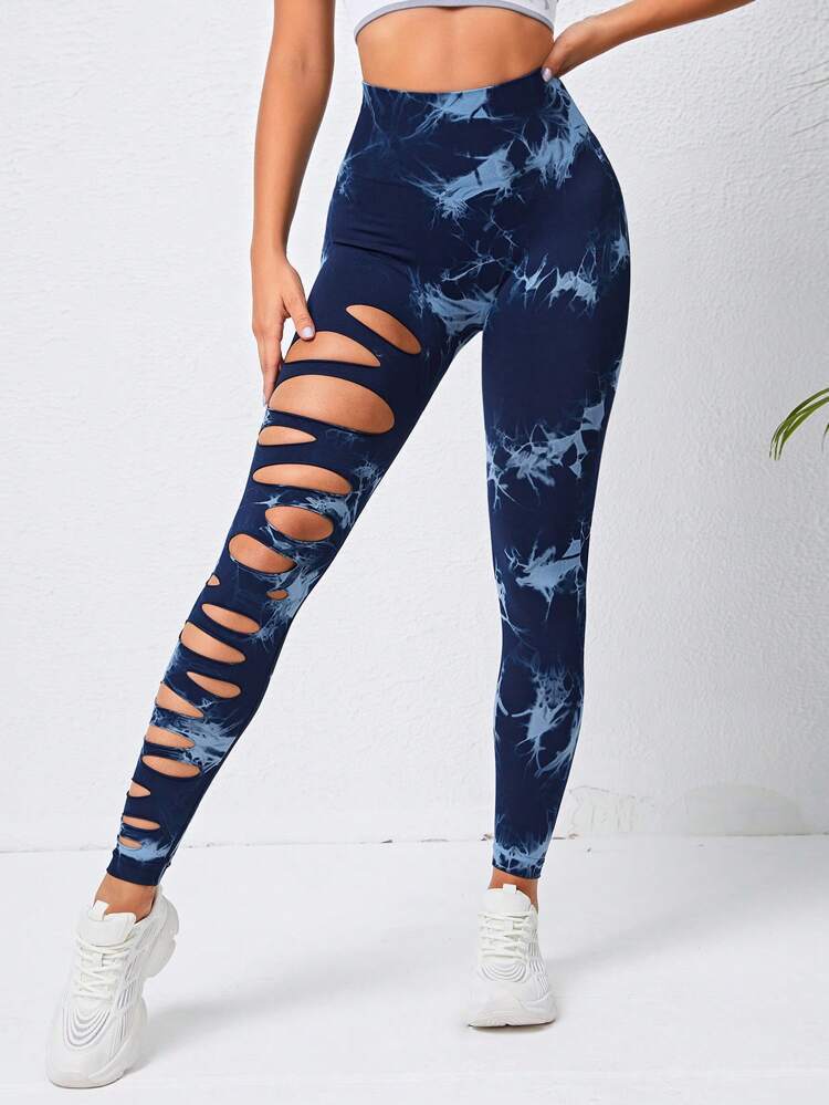 Ripped Tie-Dye Leggings - Image 8