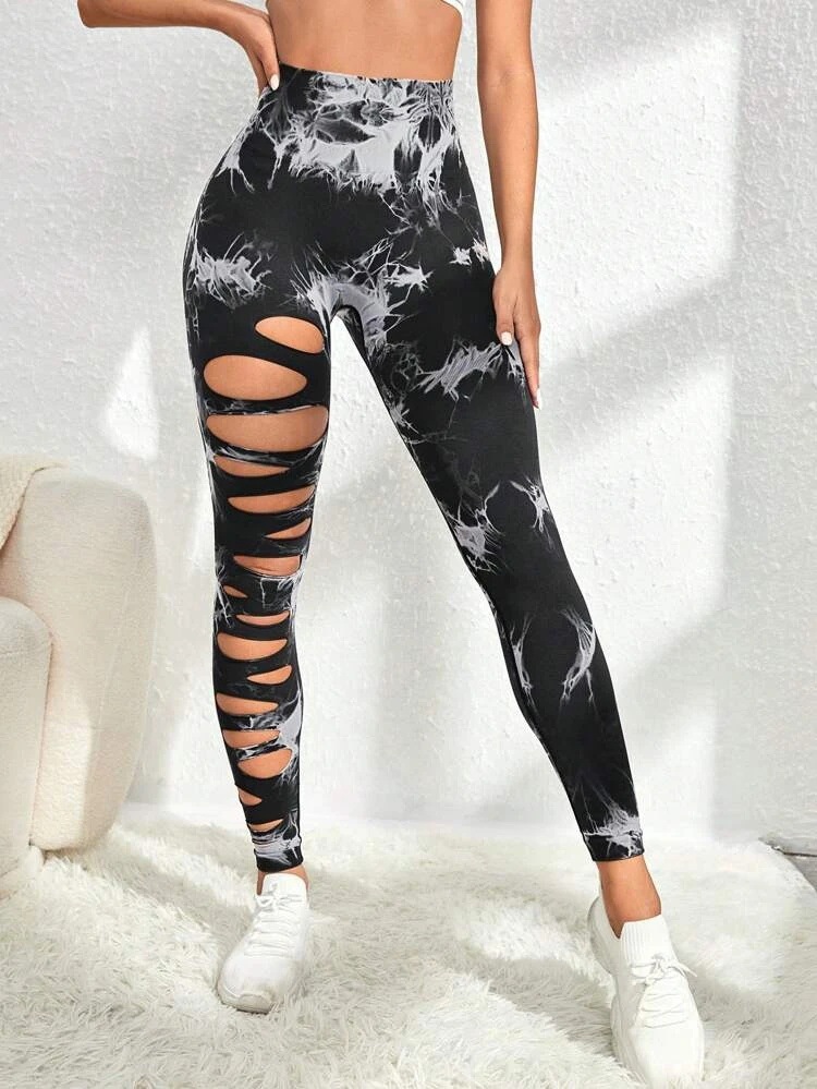 Ripped Tie-Dye Leggings - Image 7